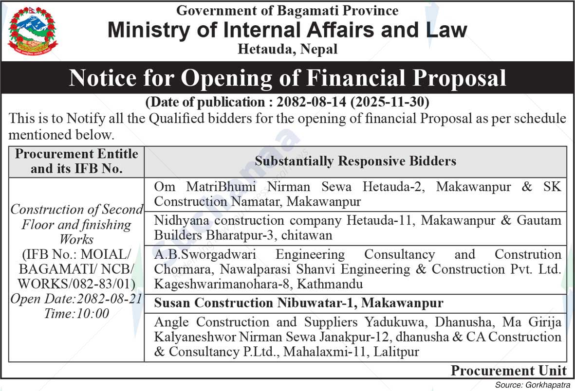 Ministry of Internal Affairs and Law, Bagmati