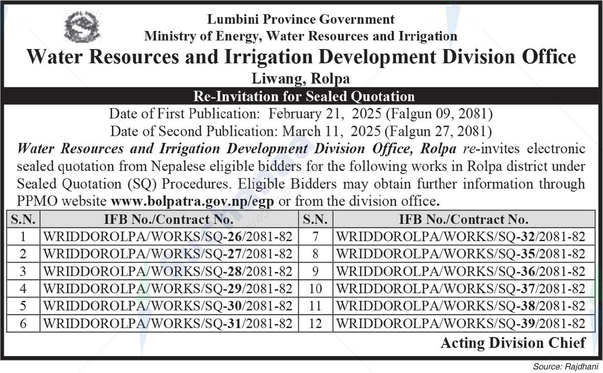 Water Resources and Irrigation Development Division Office  Liwang, Rolpa