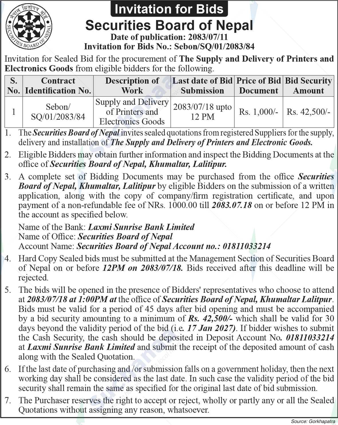 Securities Board of Nepal (SEBON)
