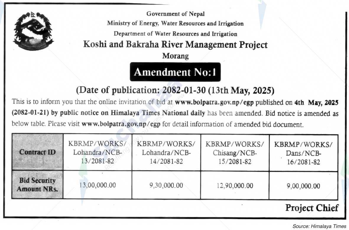 Koshi and Bakraha River Management Project, Morang