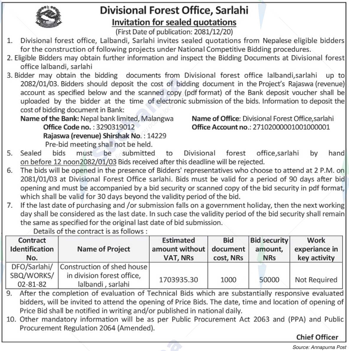 Divisional Forest Office, Sarlahi