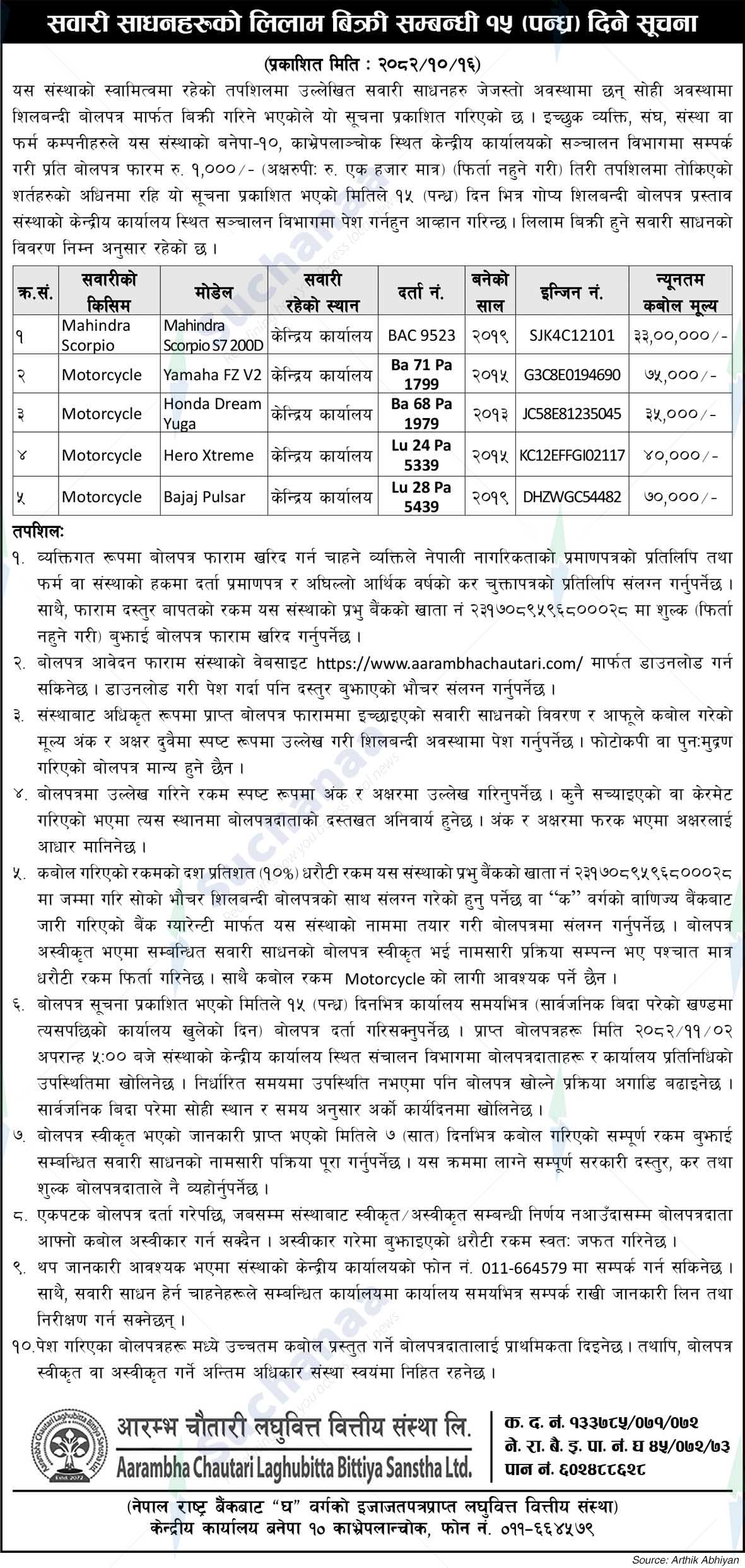 Aarambha Chautari Laghubitta Bittiya Sanstha Ltd.