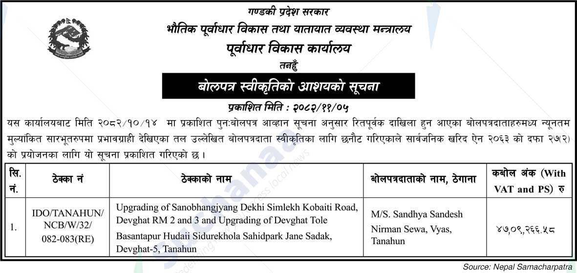 Infrastructure Development Office, Tanahun