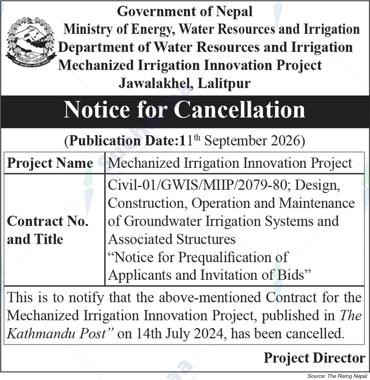 Mechanized Irrigation Innovation Project, Lalitpur