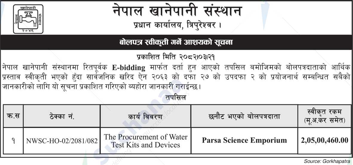 Nepal Water Supply Corporation (NSC)