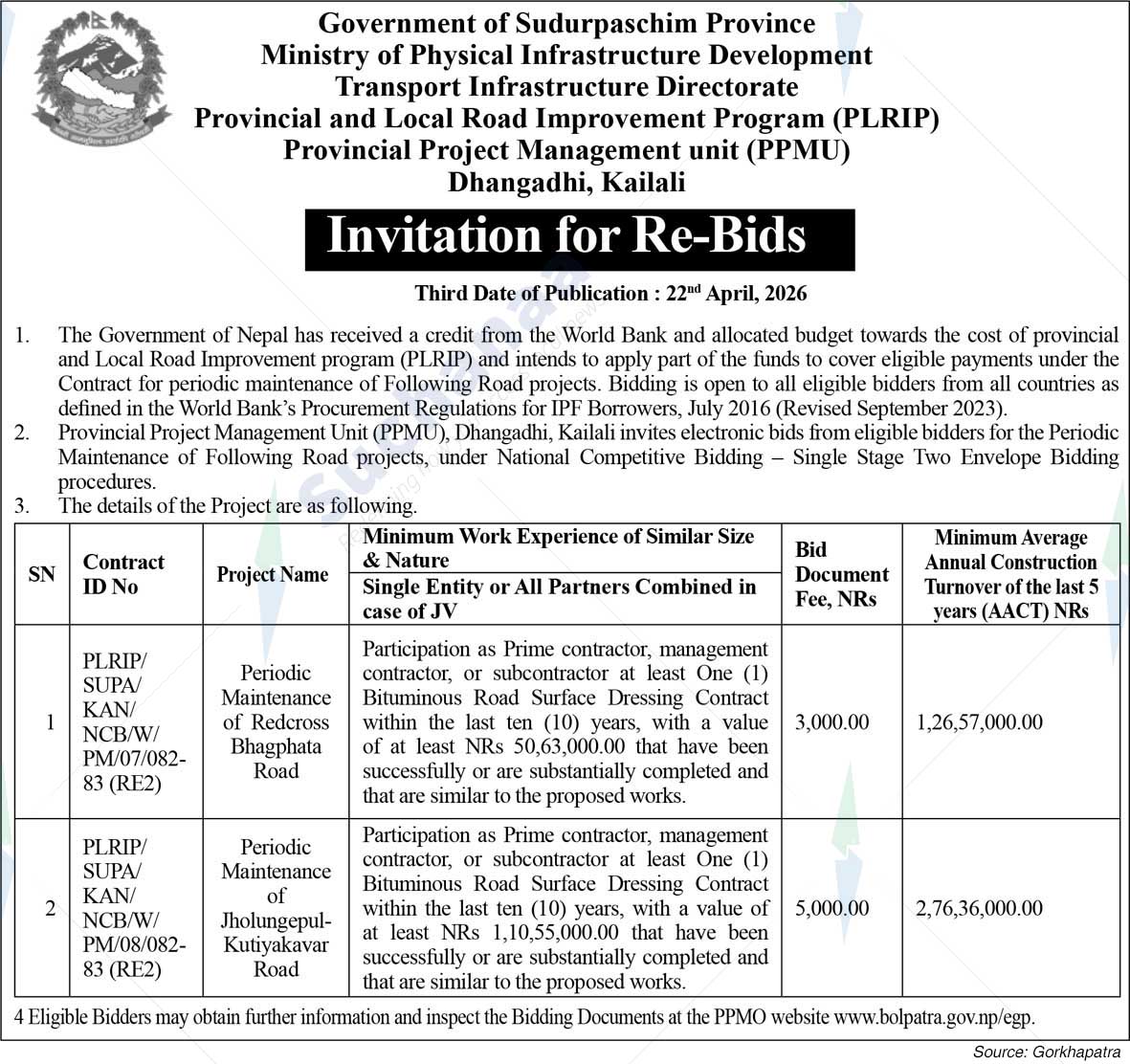 Provincial and Local Road Improvement Program (PLRIP), Kailali
