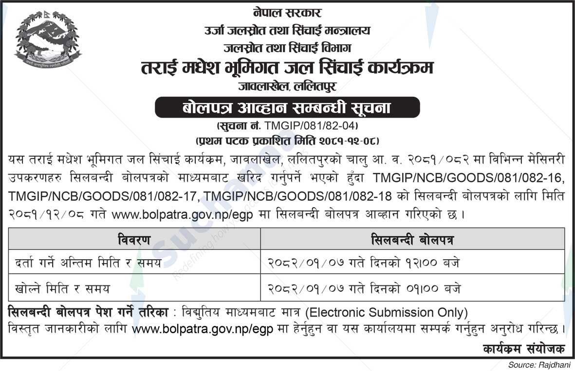 Terai Madhesh Ground Water Irrigation Program