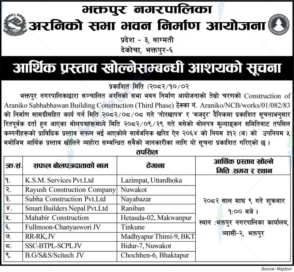 Araniko Assembly Building Construction Project