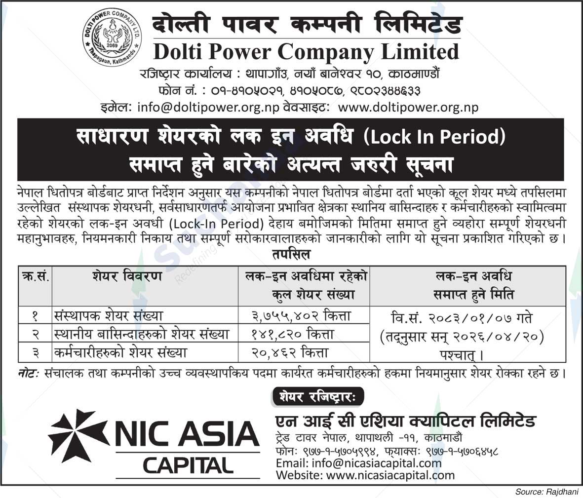 Dolti Power Company Limited