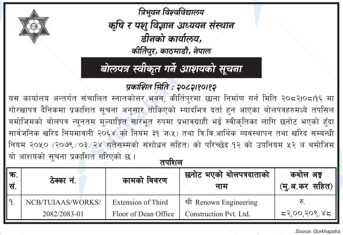 Tribhuvan University, Institute of Agriculture and Animal Science (IAAS)