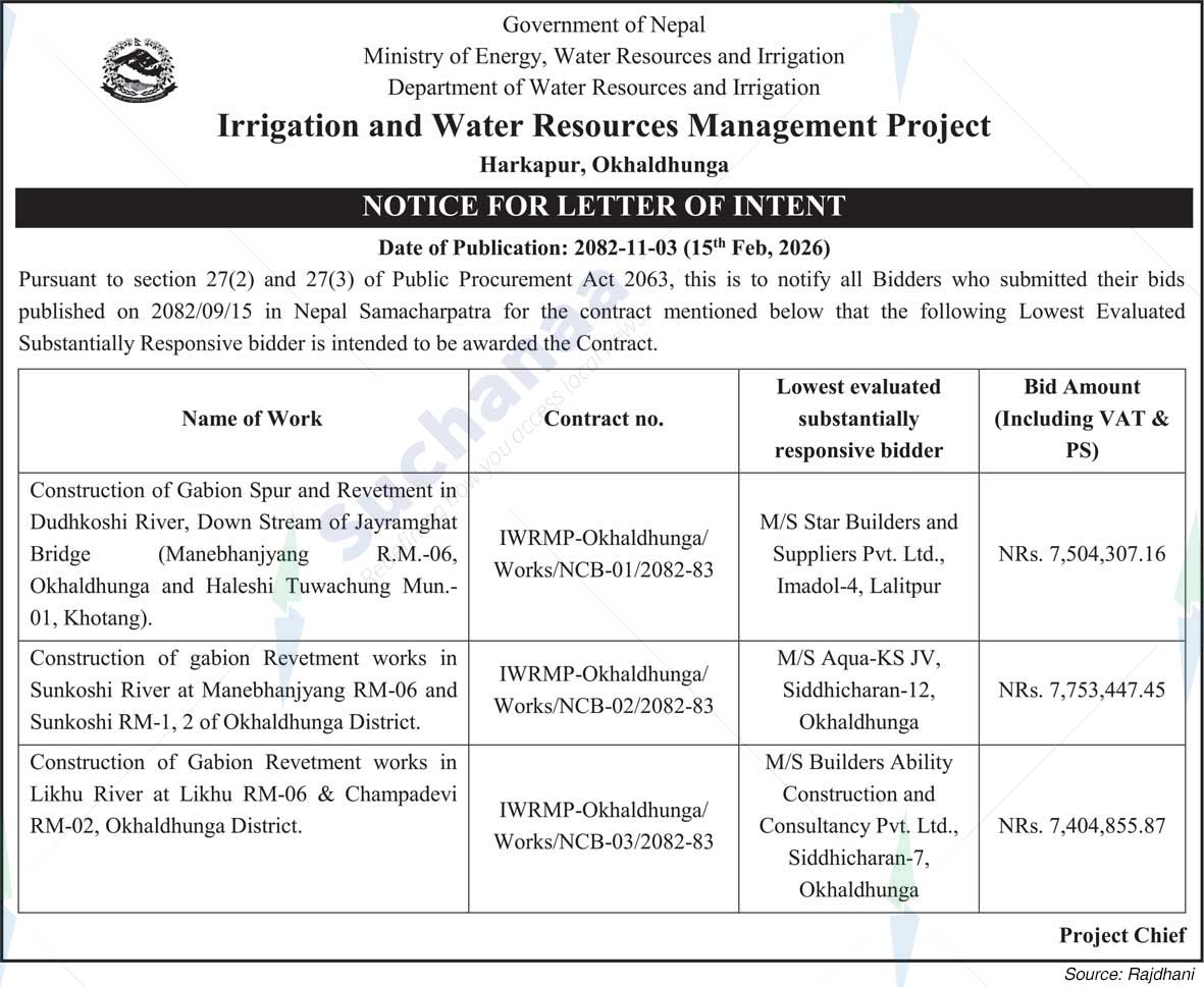Irrigation and Water Resources Management Project, Okhaldhunga