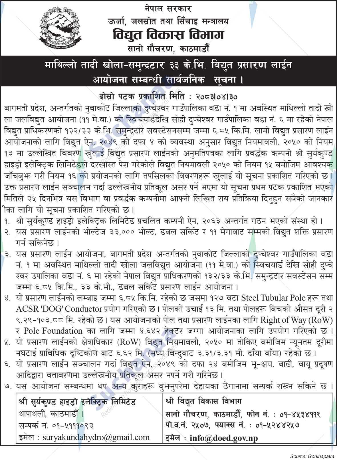 Department of Electricity Development