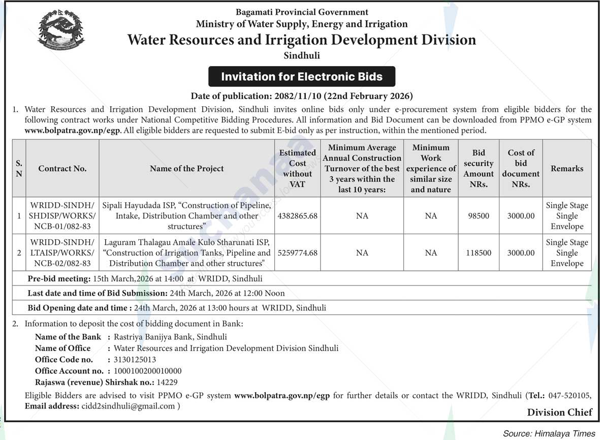 Water Resources and Irrigation Development Division, Sindhuli