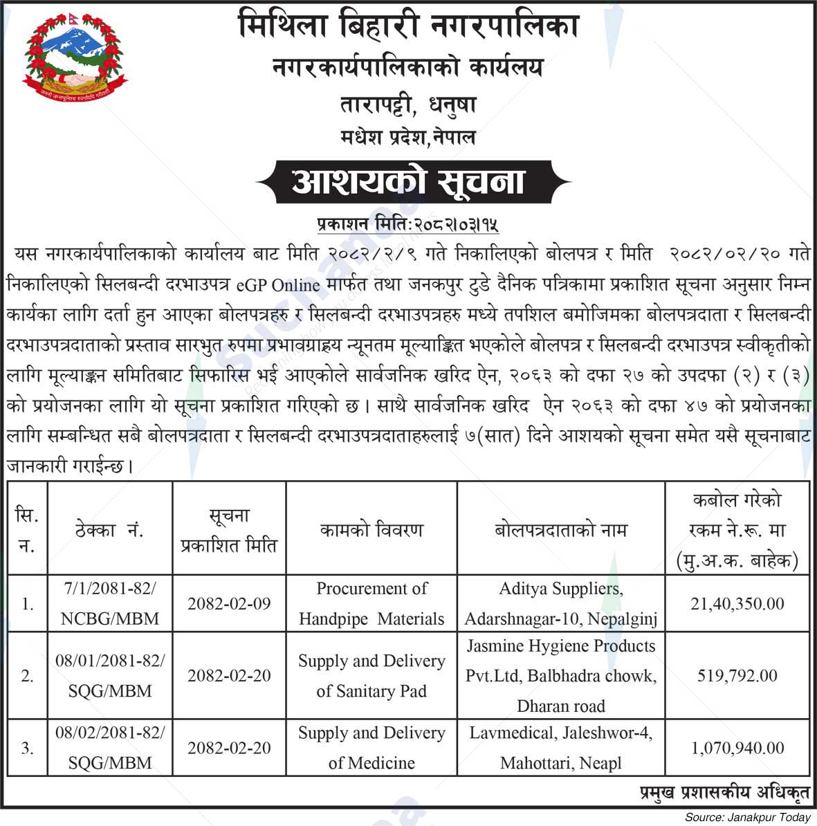 Mithila Bihari Municipality