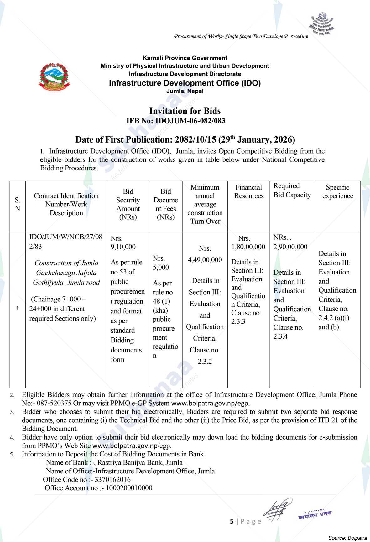 Infrastructure Development Office, Jumla