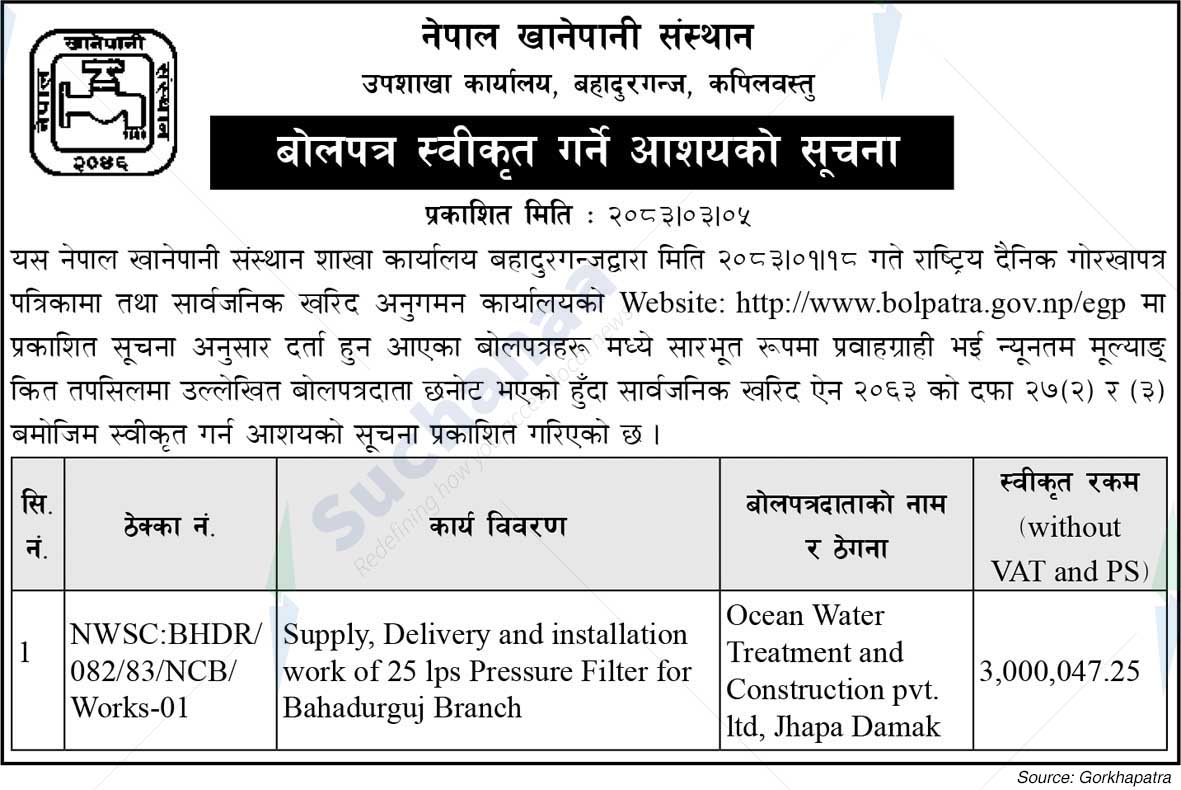 Nepal Water Supply Corporation, Kapilvastu