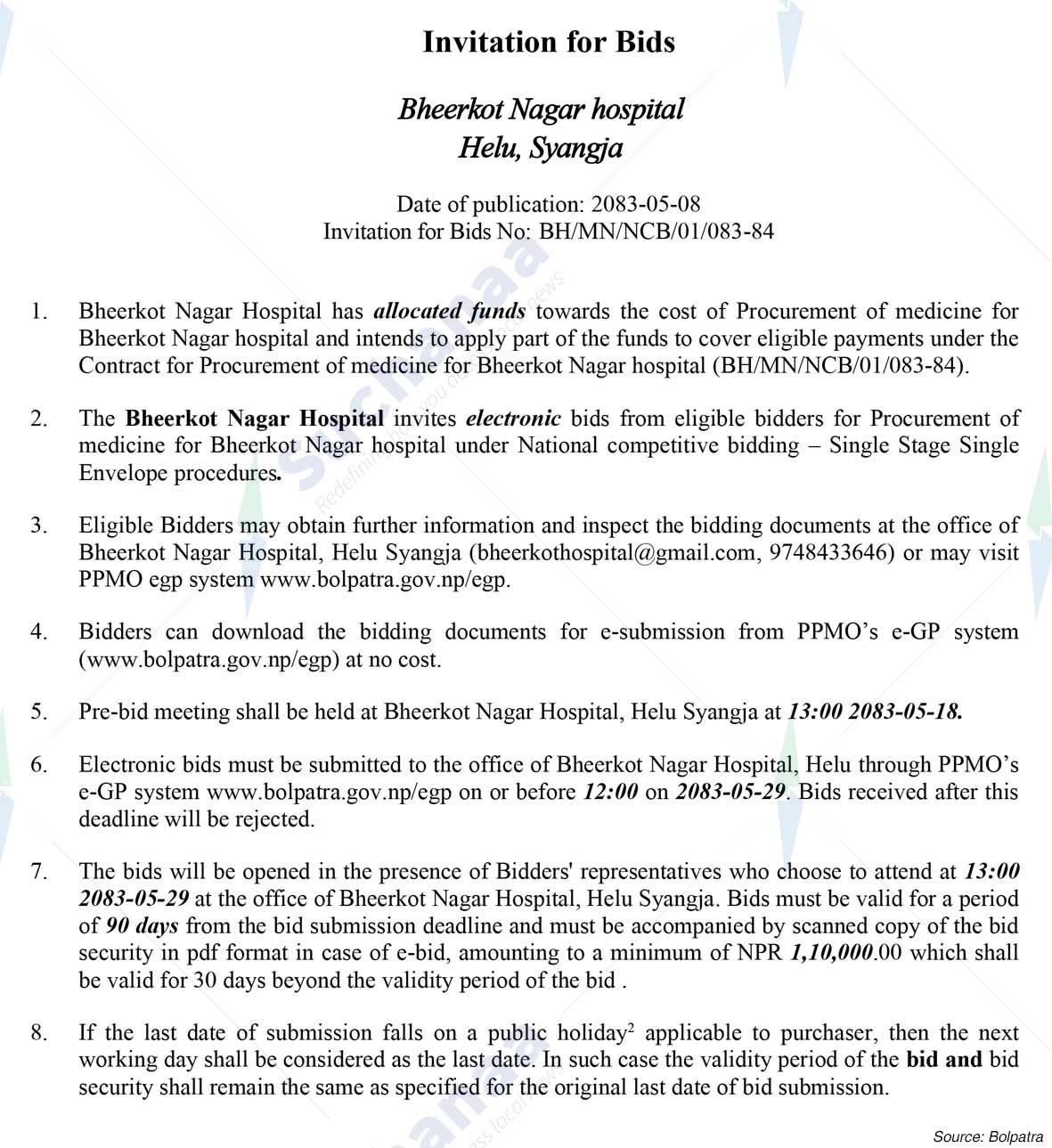Bheerkot Nagar Hospital, Syangja