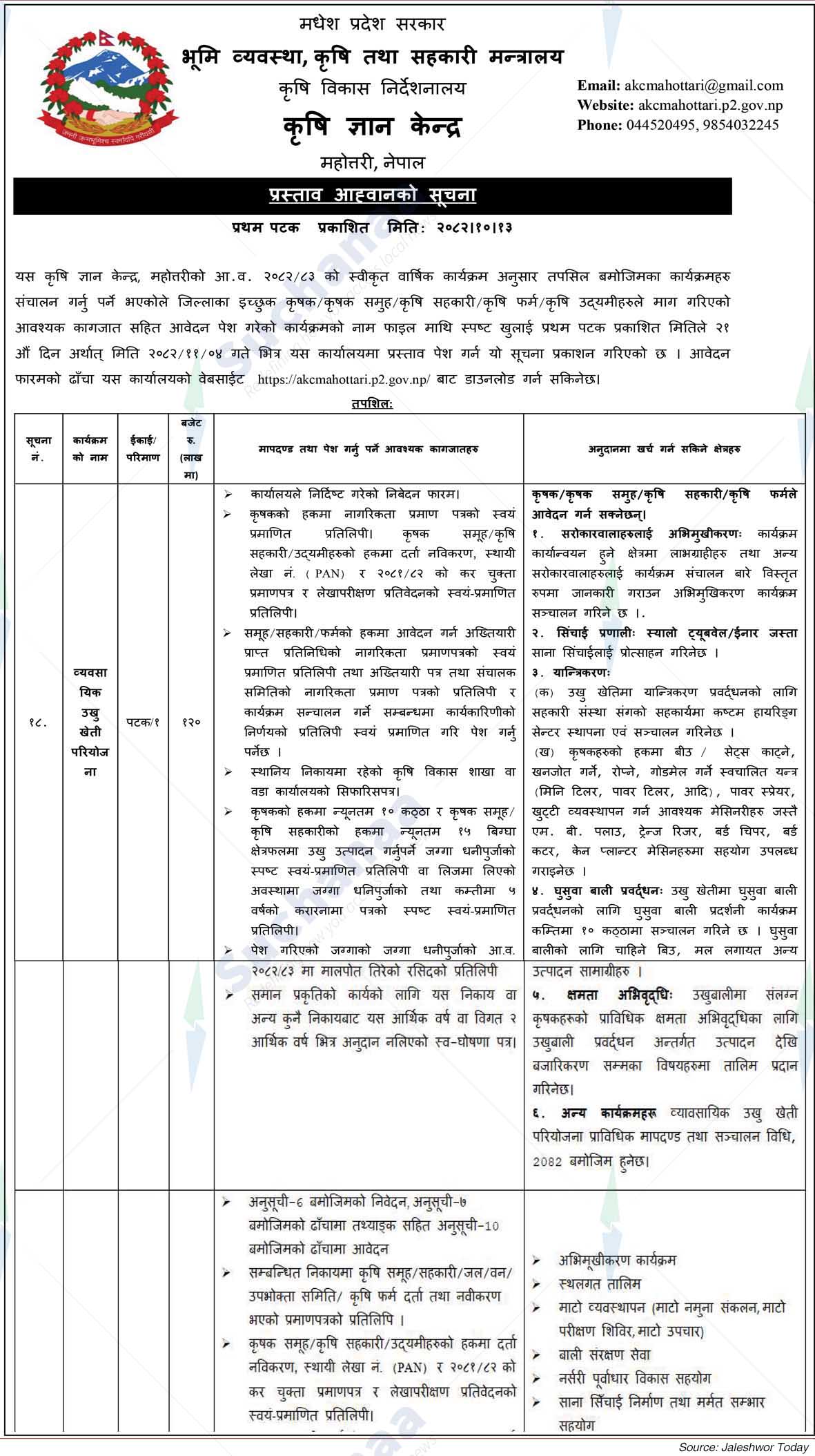 Agricultural Knowledge Centre, Mahottari