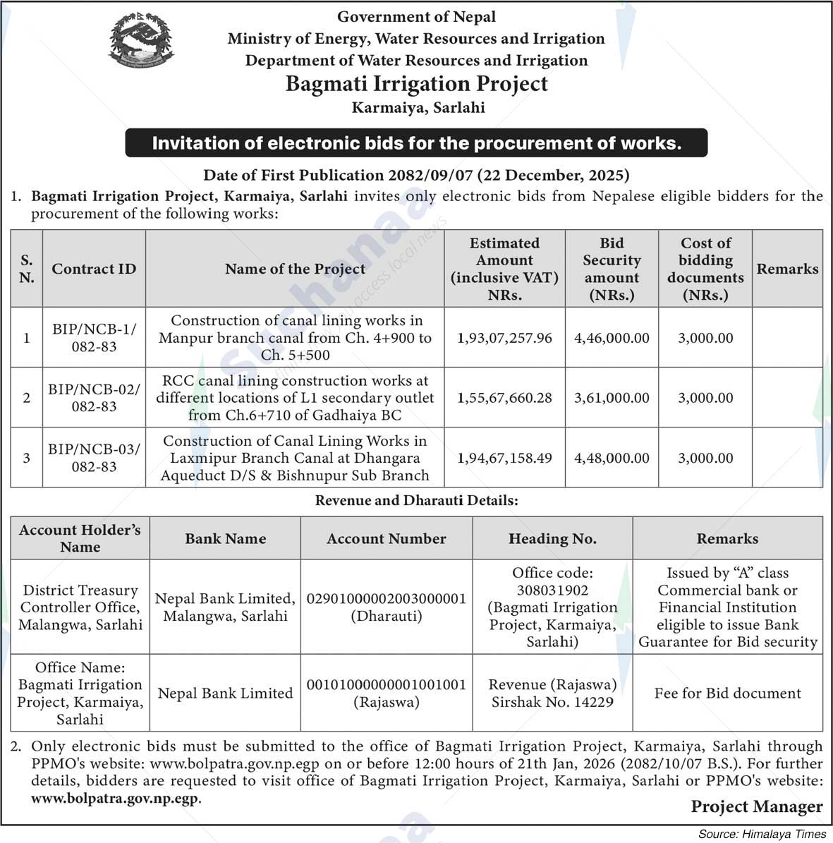 Bagmati Irrigation Project, Karmaiya, Sarlahi