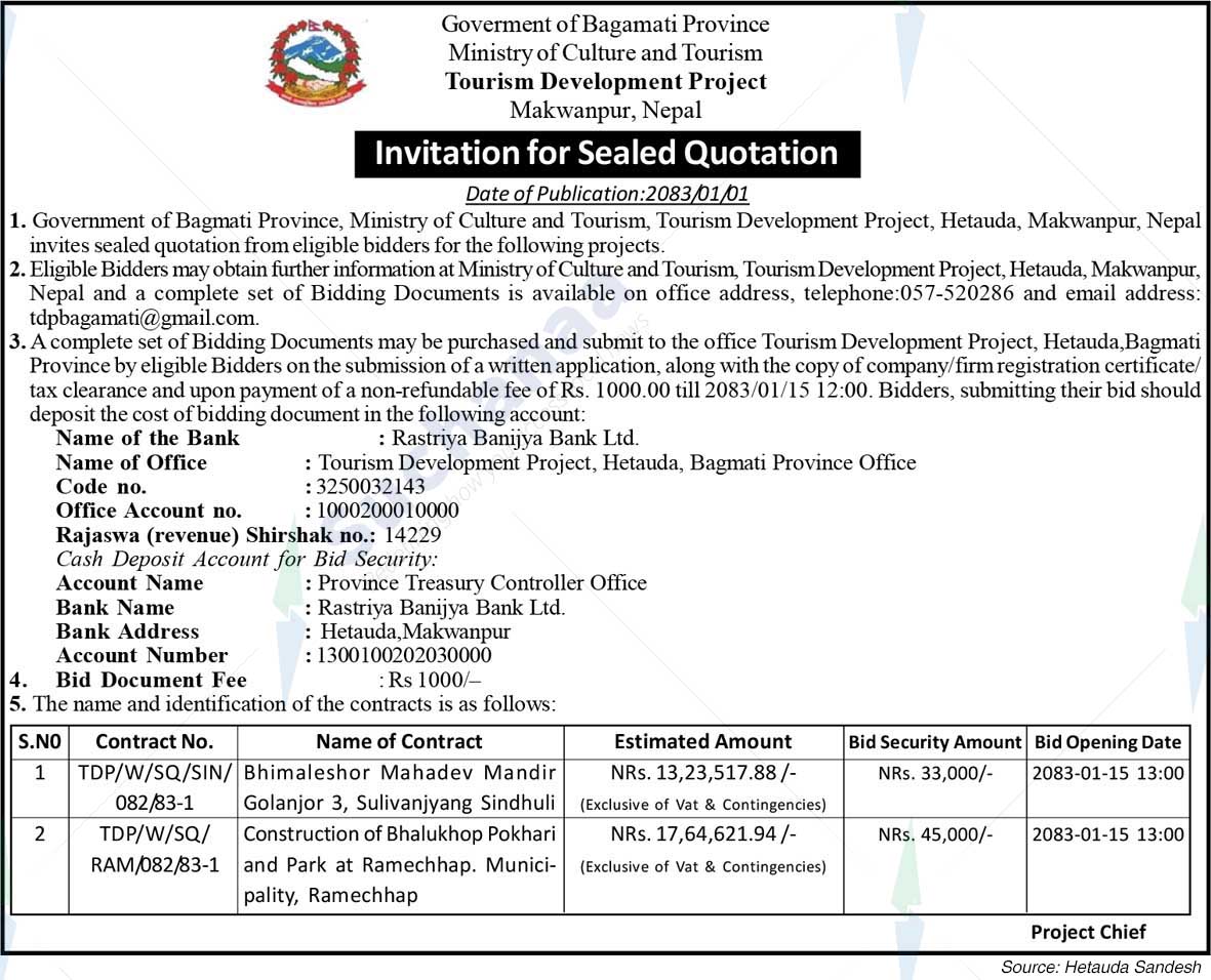 Tourism Development Project, Makwanpur