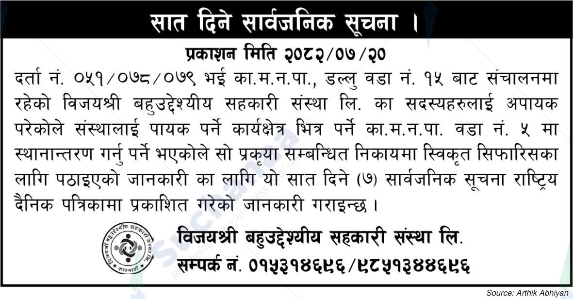 Vijayashree Multipurpose Cooperative Society Ltd