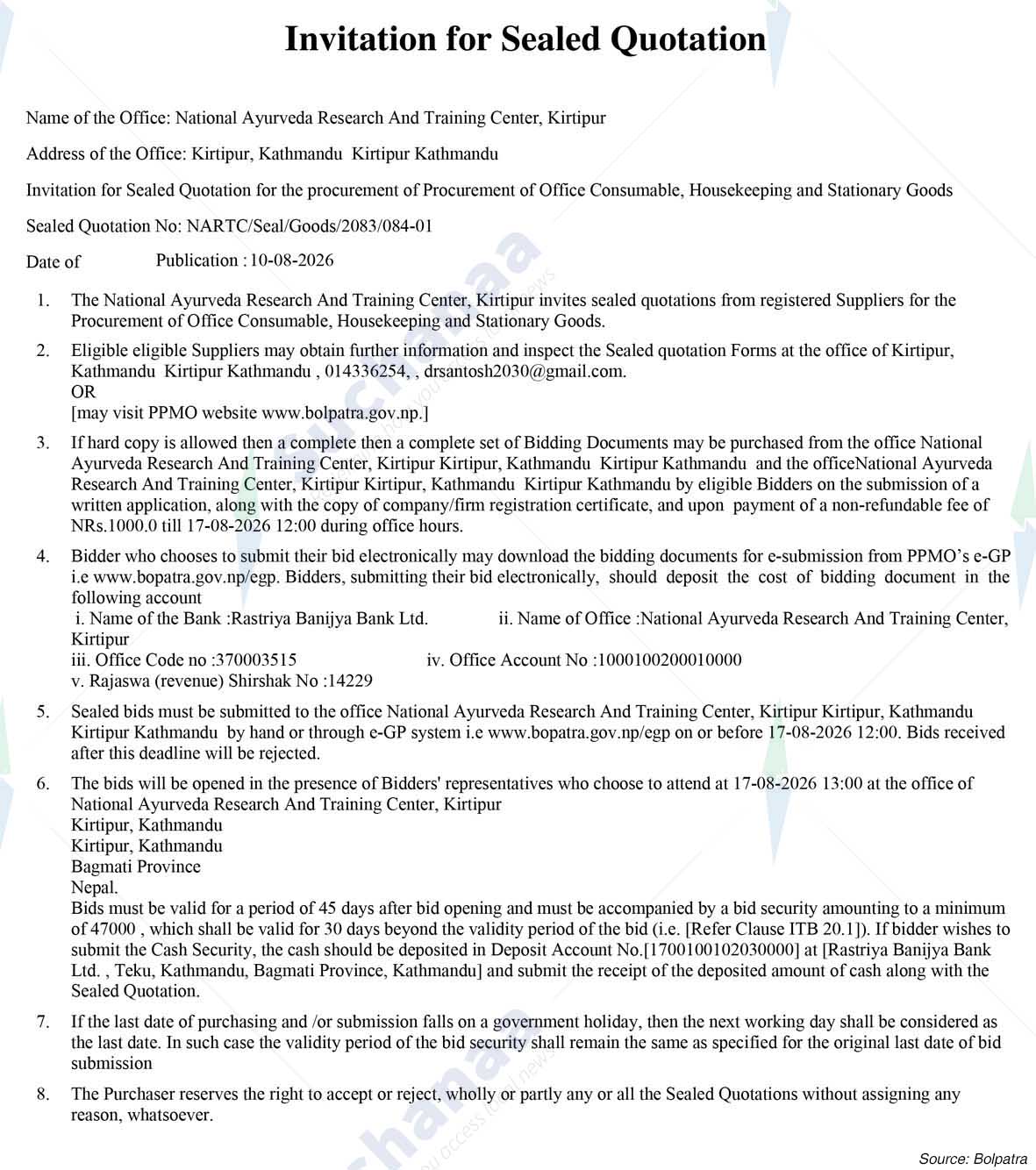 National Ayurveda Research and Training Center (NARTC)
