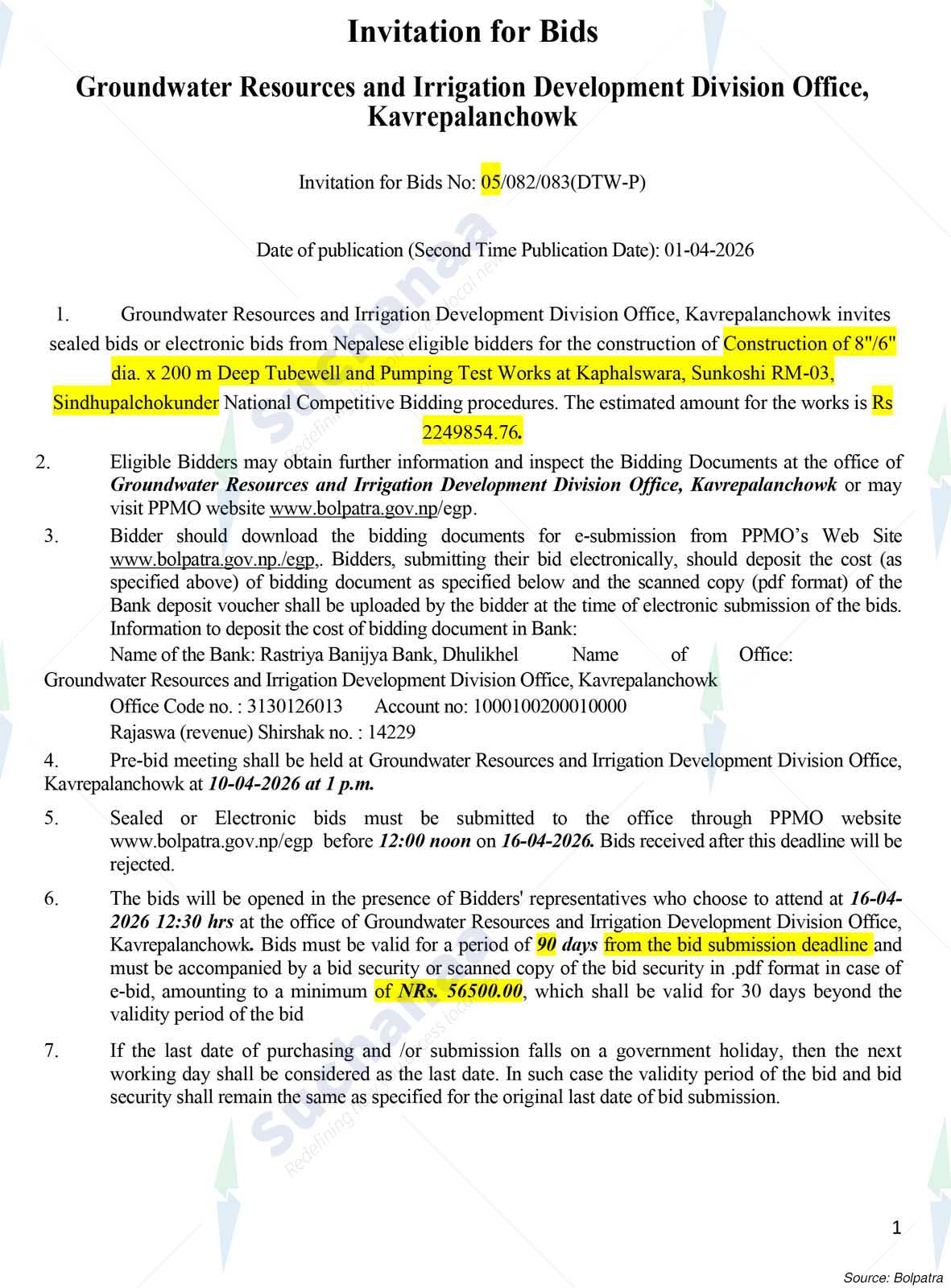 Groundwater Resources and Irrigation Development Division, Kavrepalanchowk