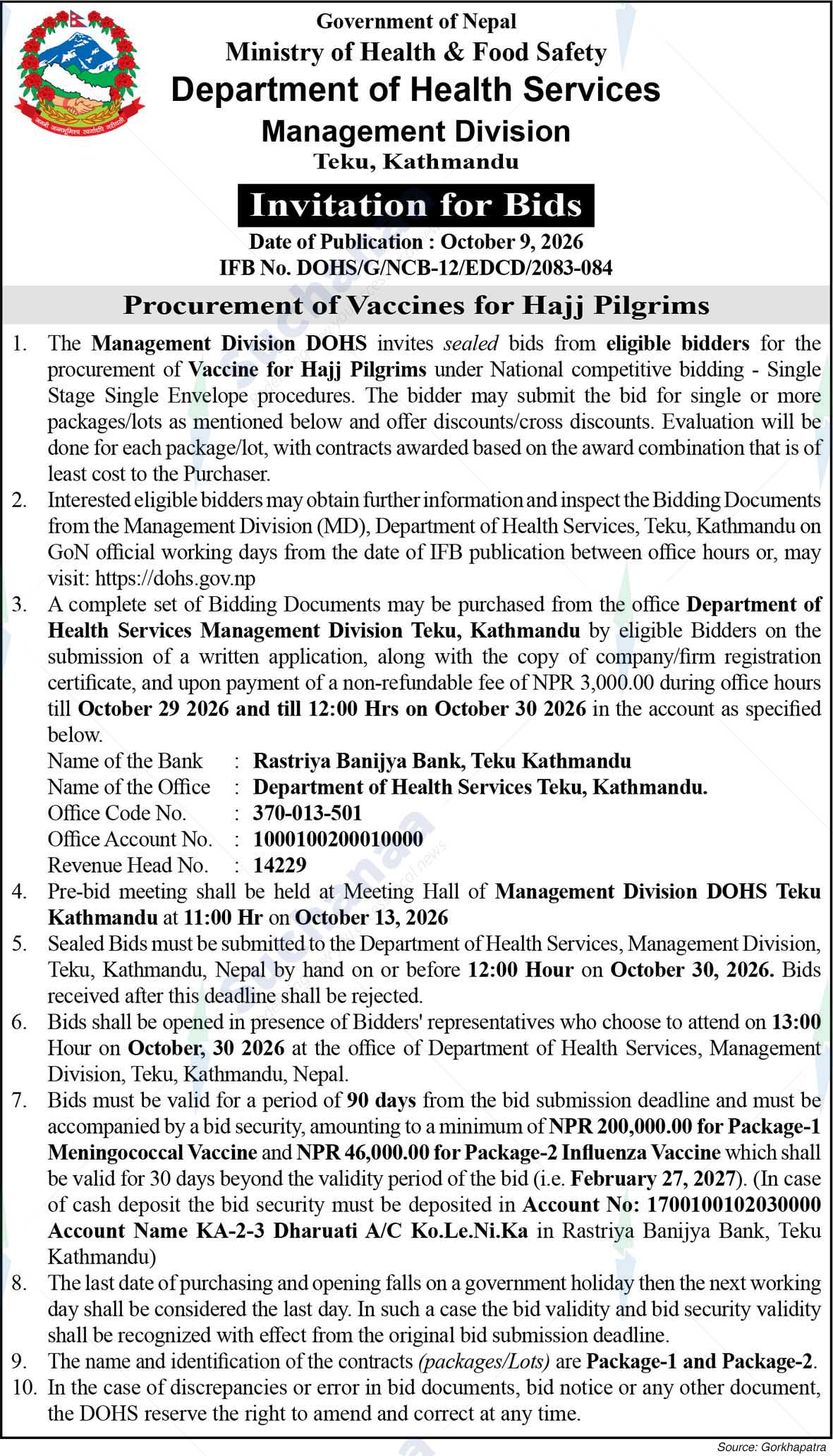 Department of Health Services