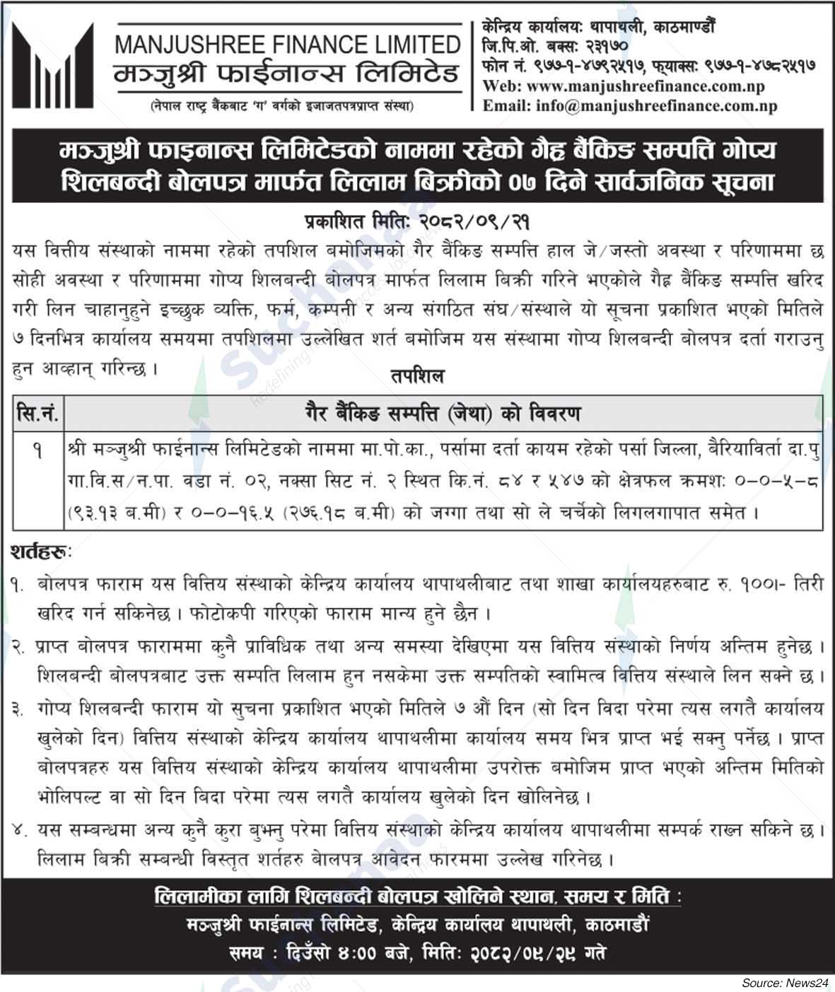 Manjushree Finance Limited