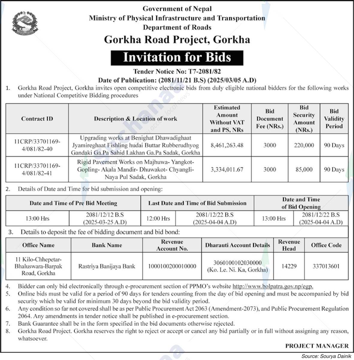 Gorkha Road Project, Gorkha