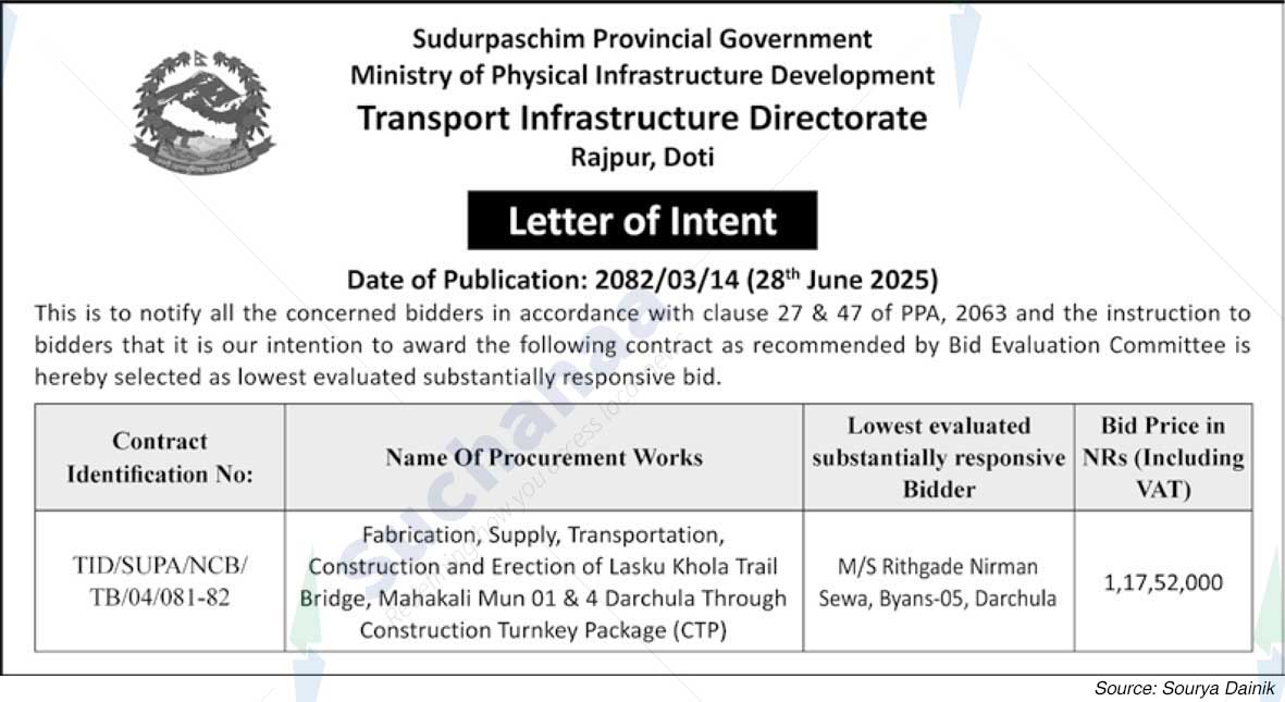 Transport Infrastructure Directorate, Rajpur, Doti