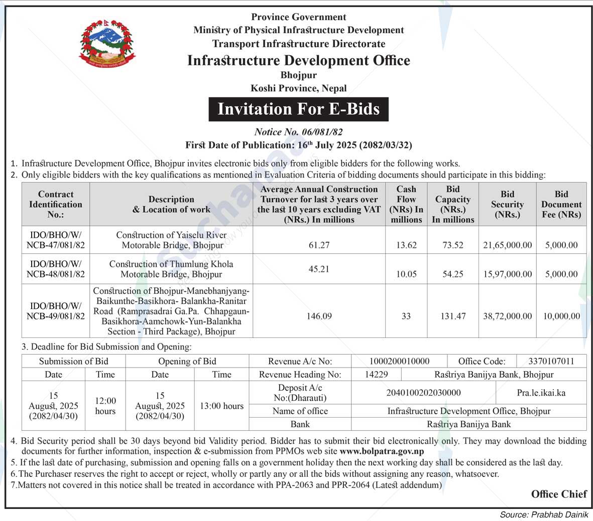 Infrastructure Development Office, Bhojpur