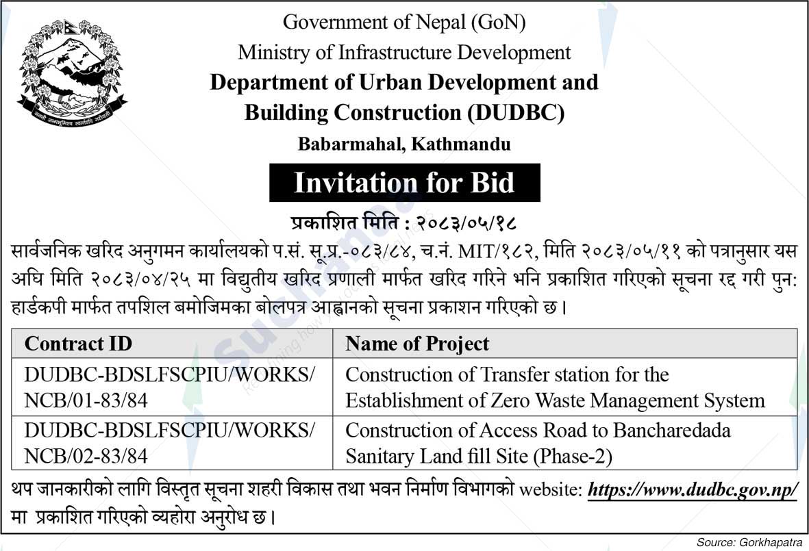 Department of Urban Development and Building Construction (DUDBC) Babarmahal, Kathmandu