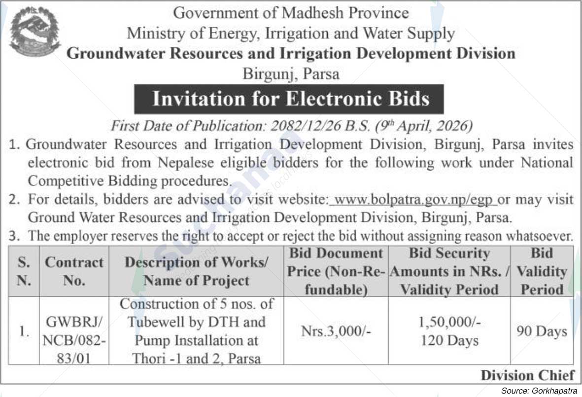 Groundwater Resources and Irrigation Development Division, Birgunj