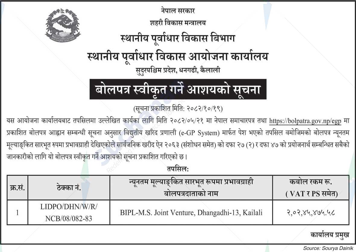 Local Infrastructure Development Project Office, Dhangadhi, Kailali