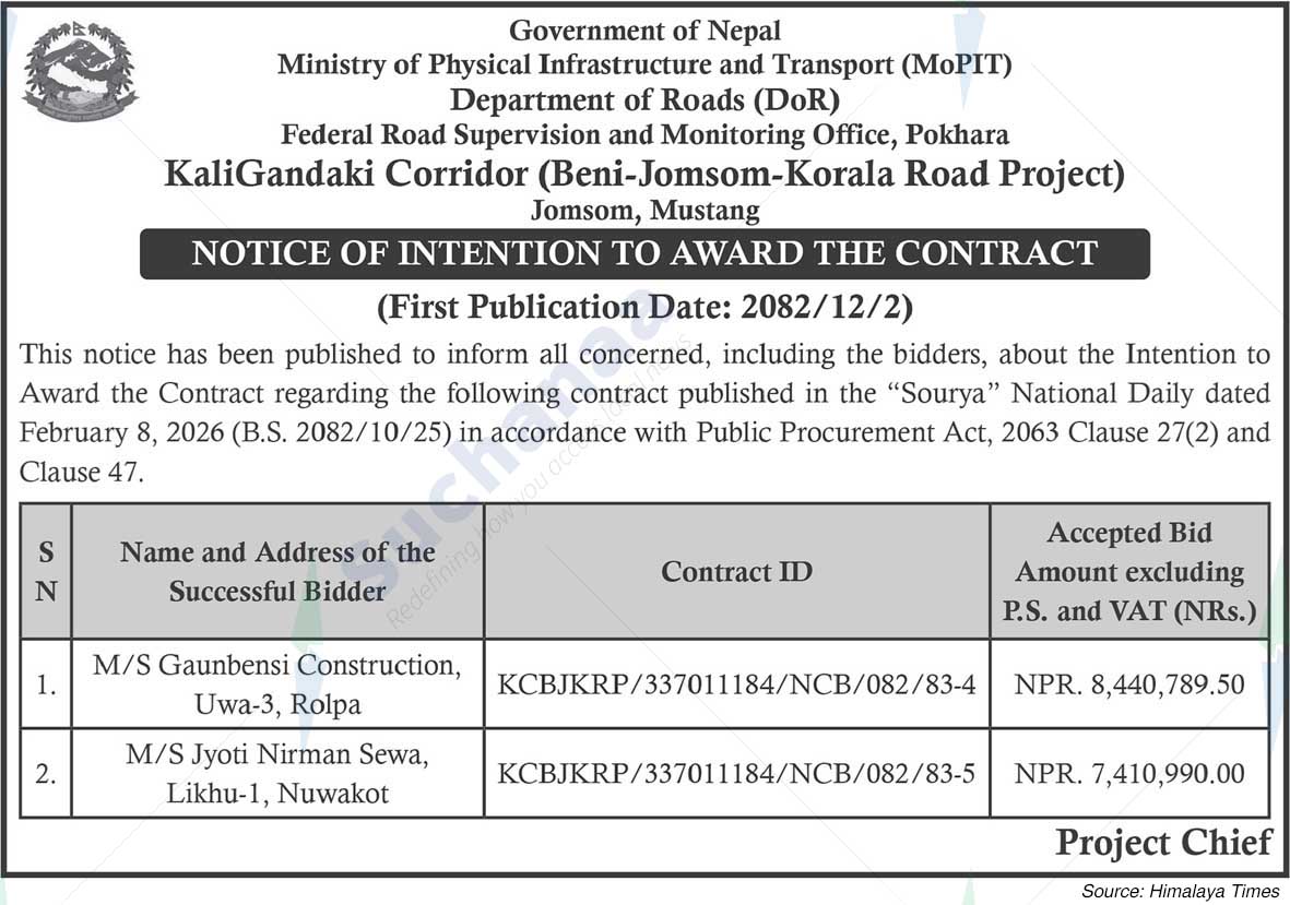 kaligandaki Corridor (Beni-Jomsom-Korola ) Road Project