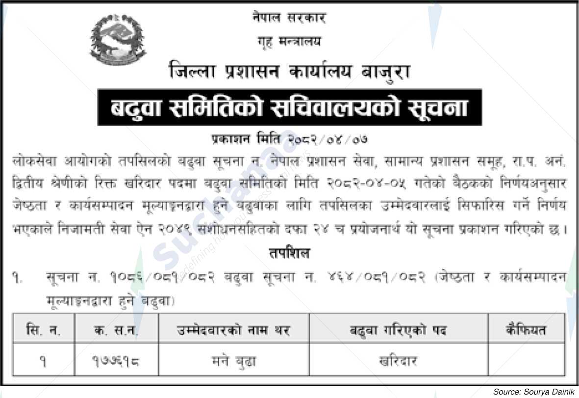 District Administration Office, Bajura