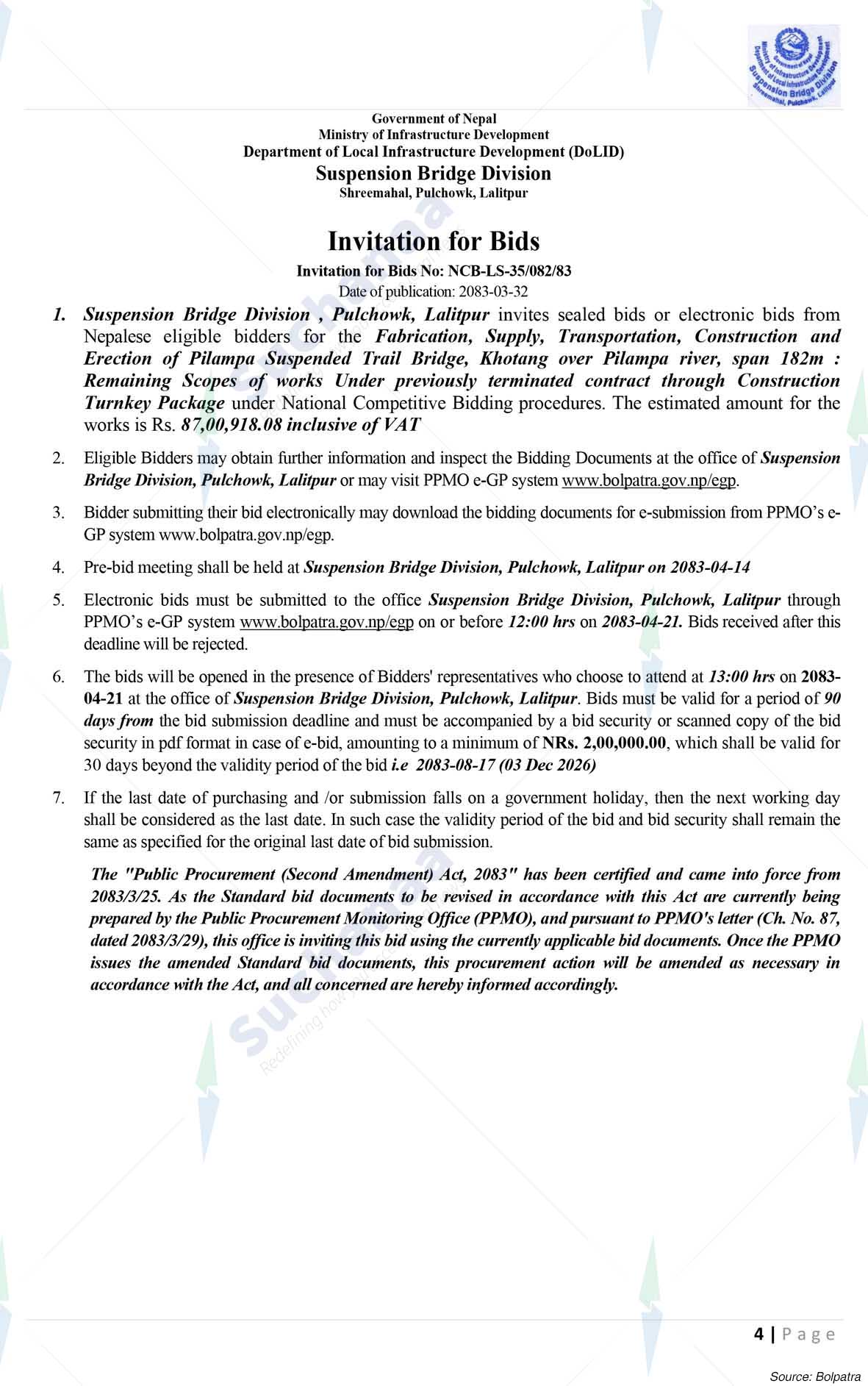 Suspension Bridge Division (SBD), Lalitpur