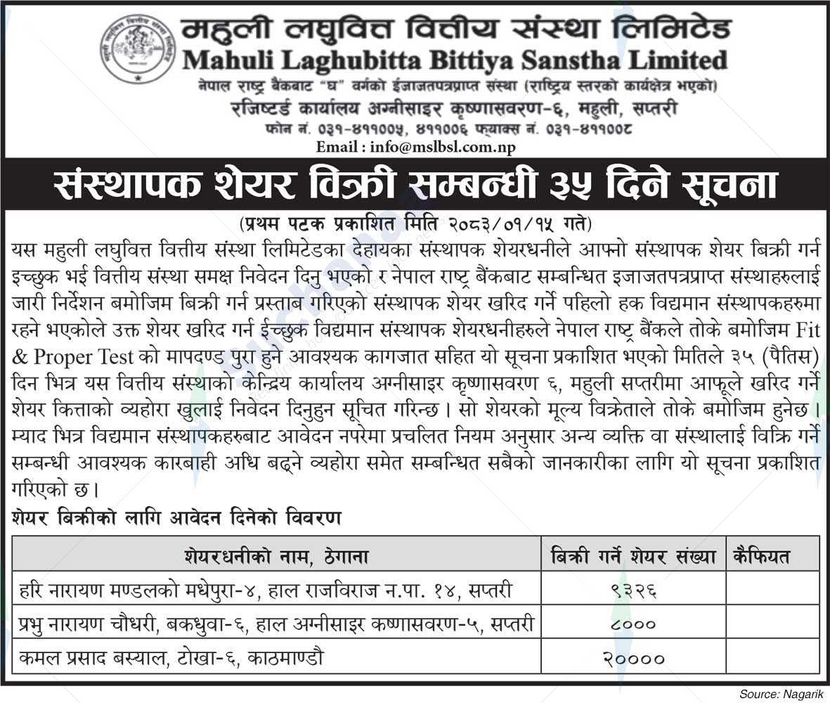 Mahuli Laghubitta Bittiya Sanstha Limited