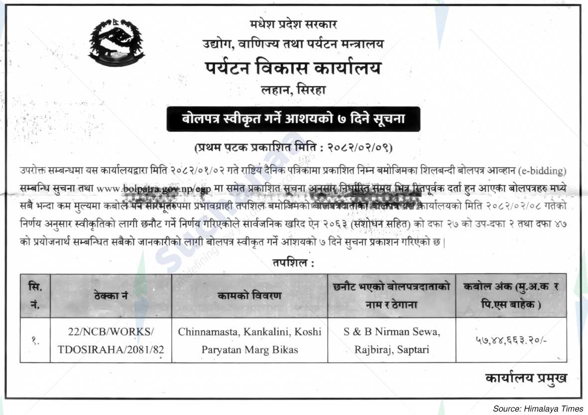 Tourism Development Office, Lahan,