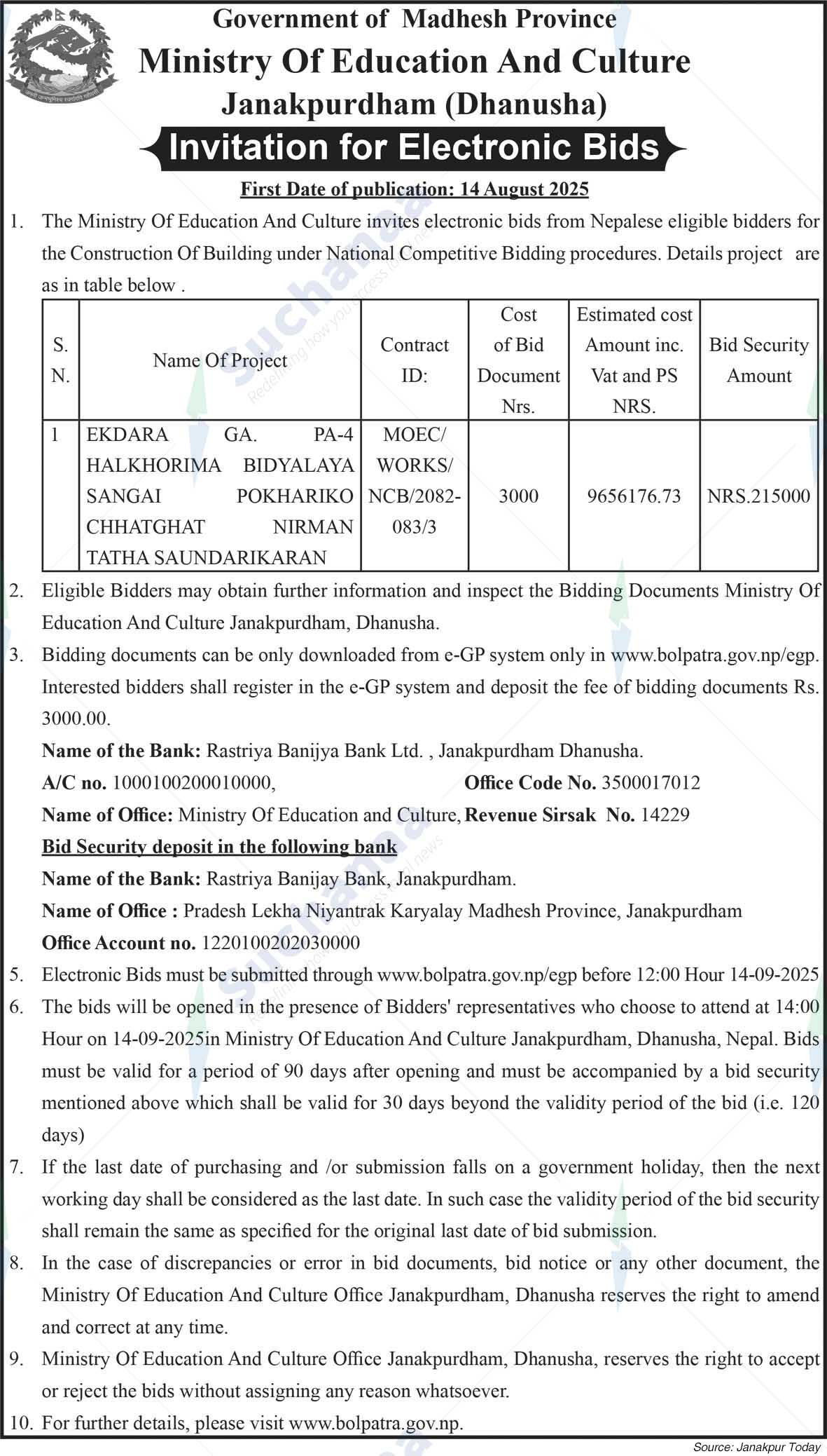 Ministry of Education and Culture, Madhesh