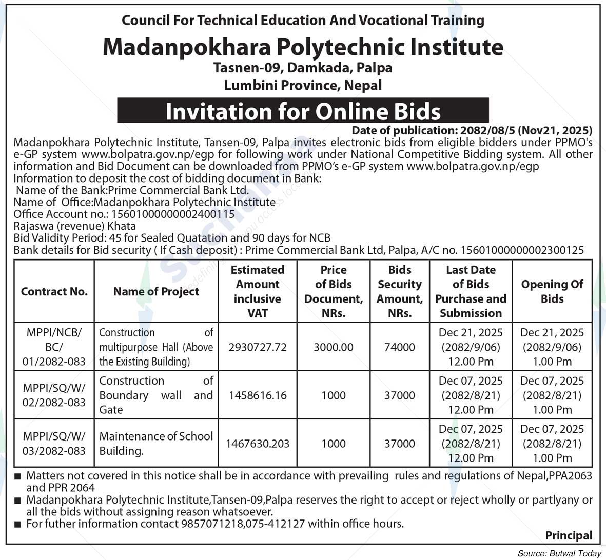 Madanpokhara Polytechnic Institute, Palpa