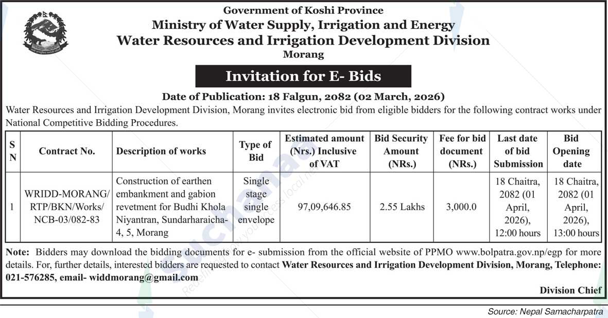 Water Resources and Irrigation Development Division, Morang