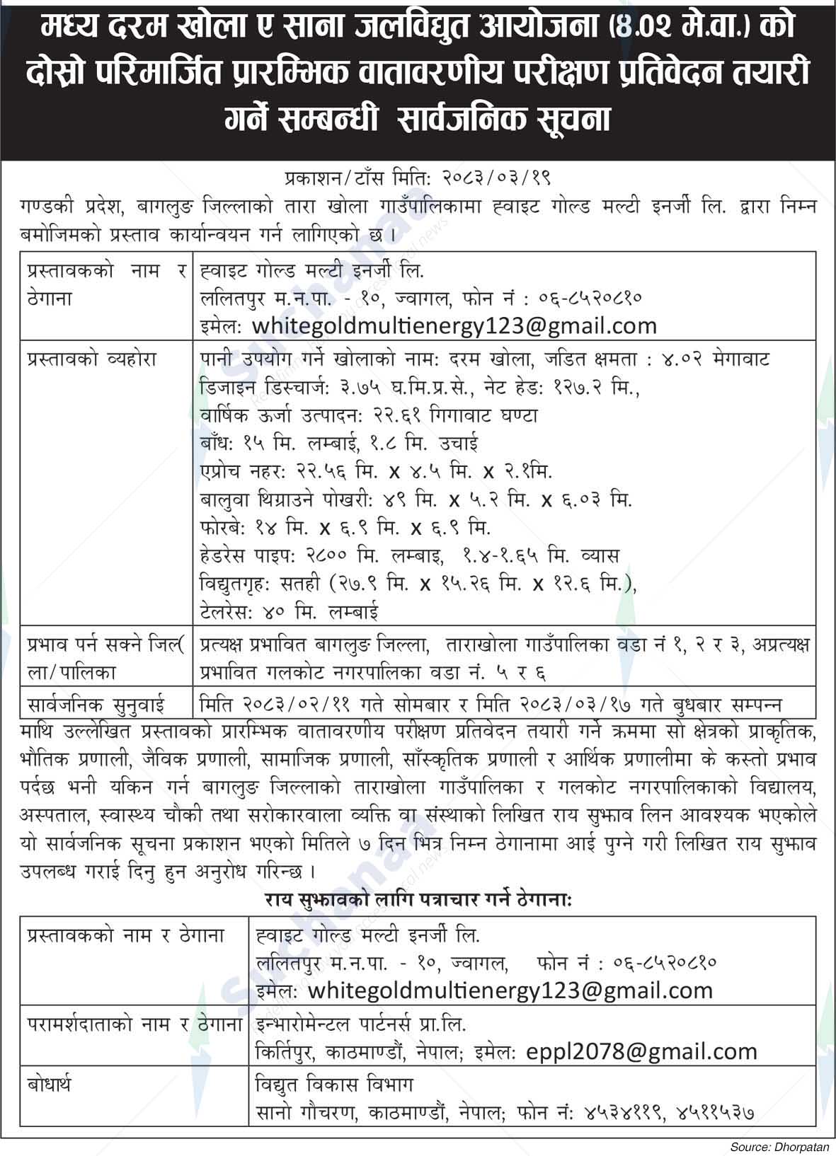 White Gold Multi Energy Ltd., Lalitpur