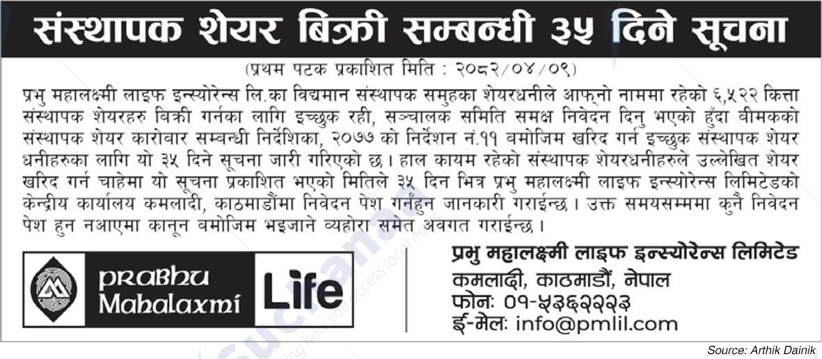 Prabhu Mahalaxmi Life Insurance Limited