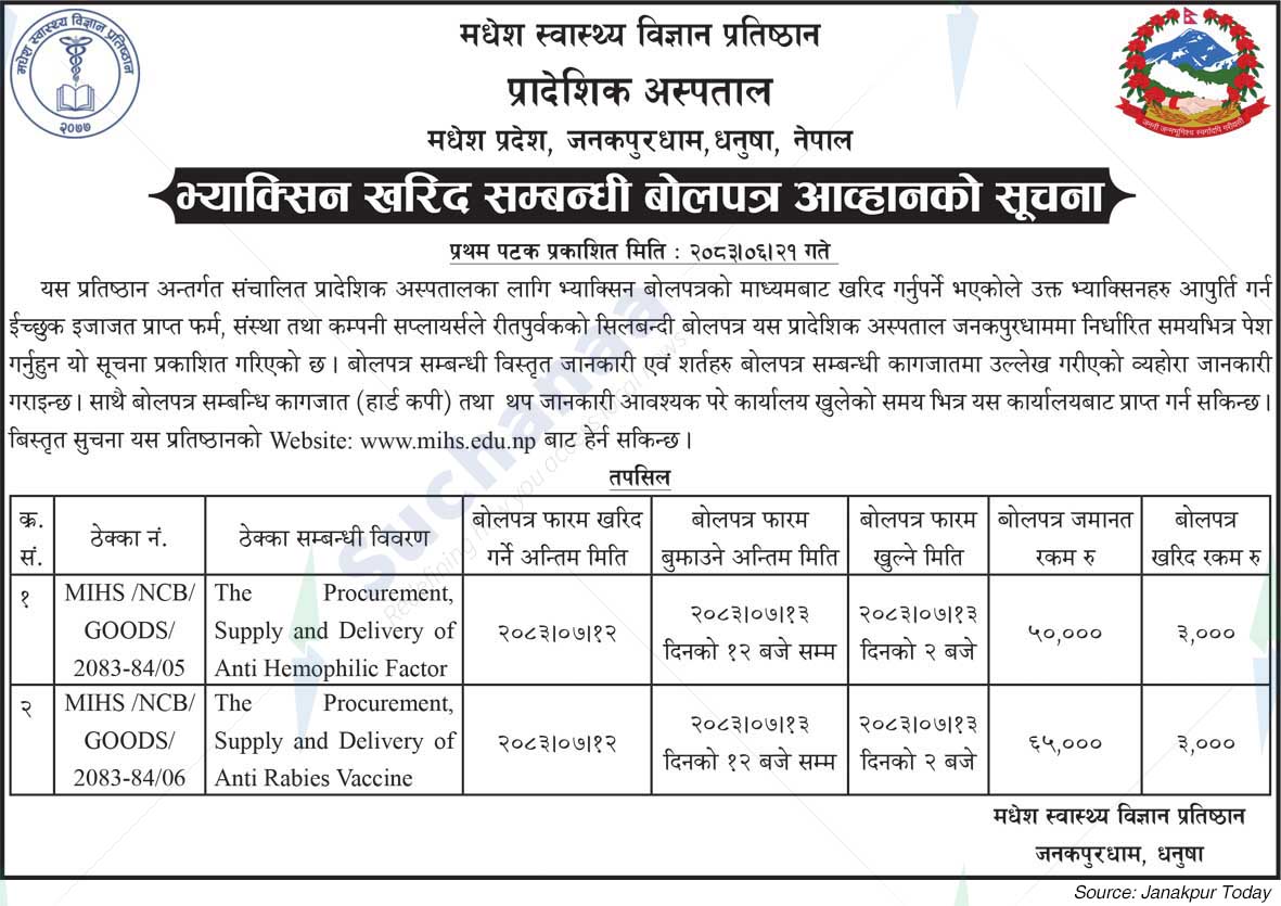 Madhesh Institute of Health Sciences (MIHS), Pradeshik Aspatal