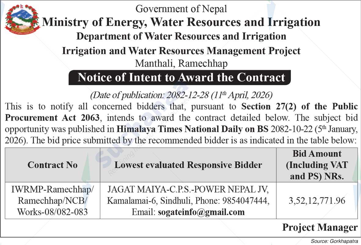 Irrigation and Water Resources Management Project, Ramechhap