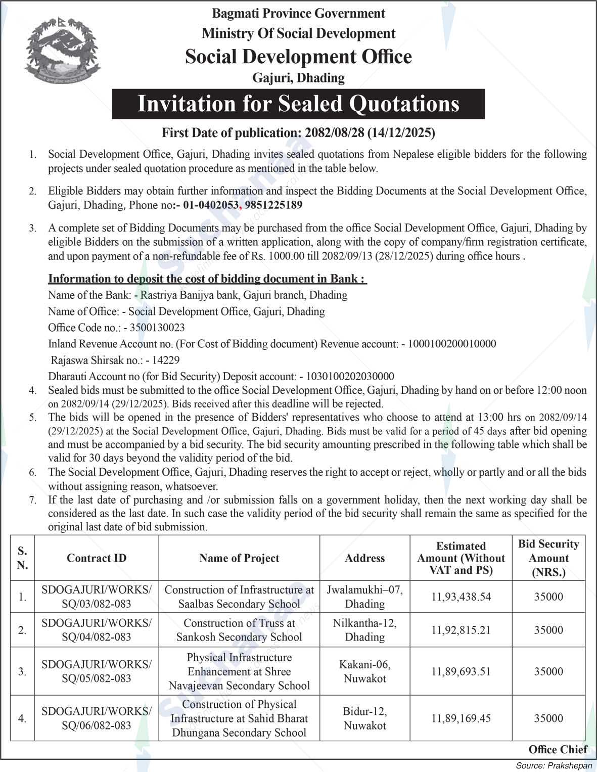 Social Development Office, Gajuri, Dhading