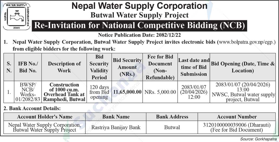 Nepal Water Supply Corporation, Butwal