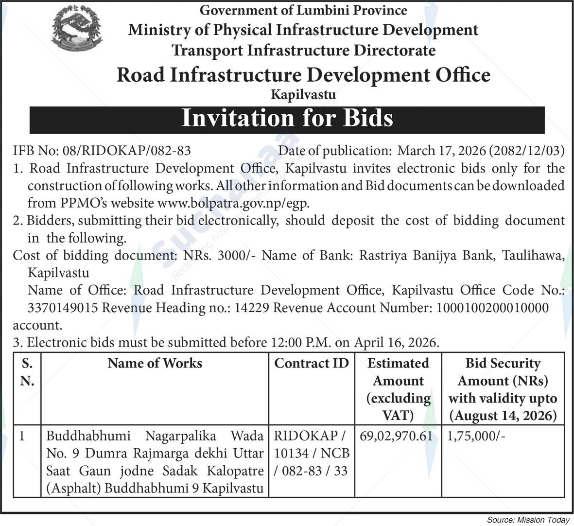 Road Infrastructure Development Office, Kapilvastu